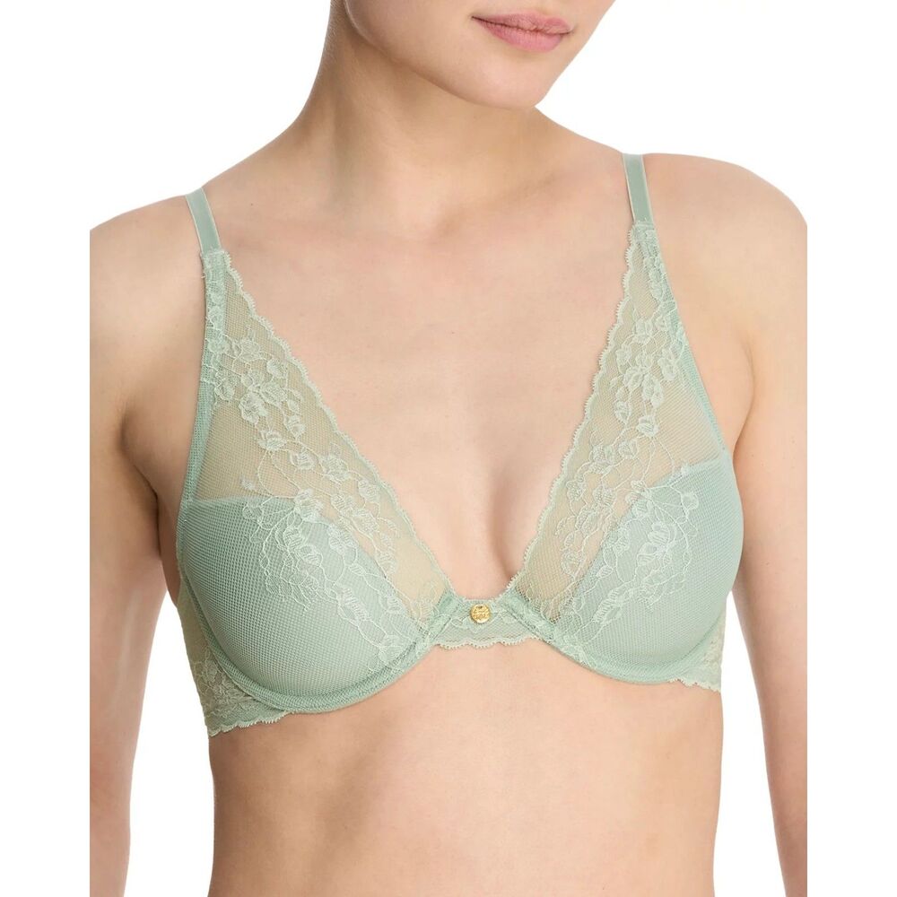 Natori Cherry Blossom Convertible Lace Bra in Meadow Sage Teal Blue Green 36DD